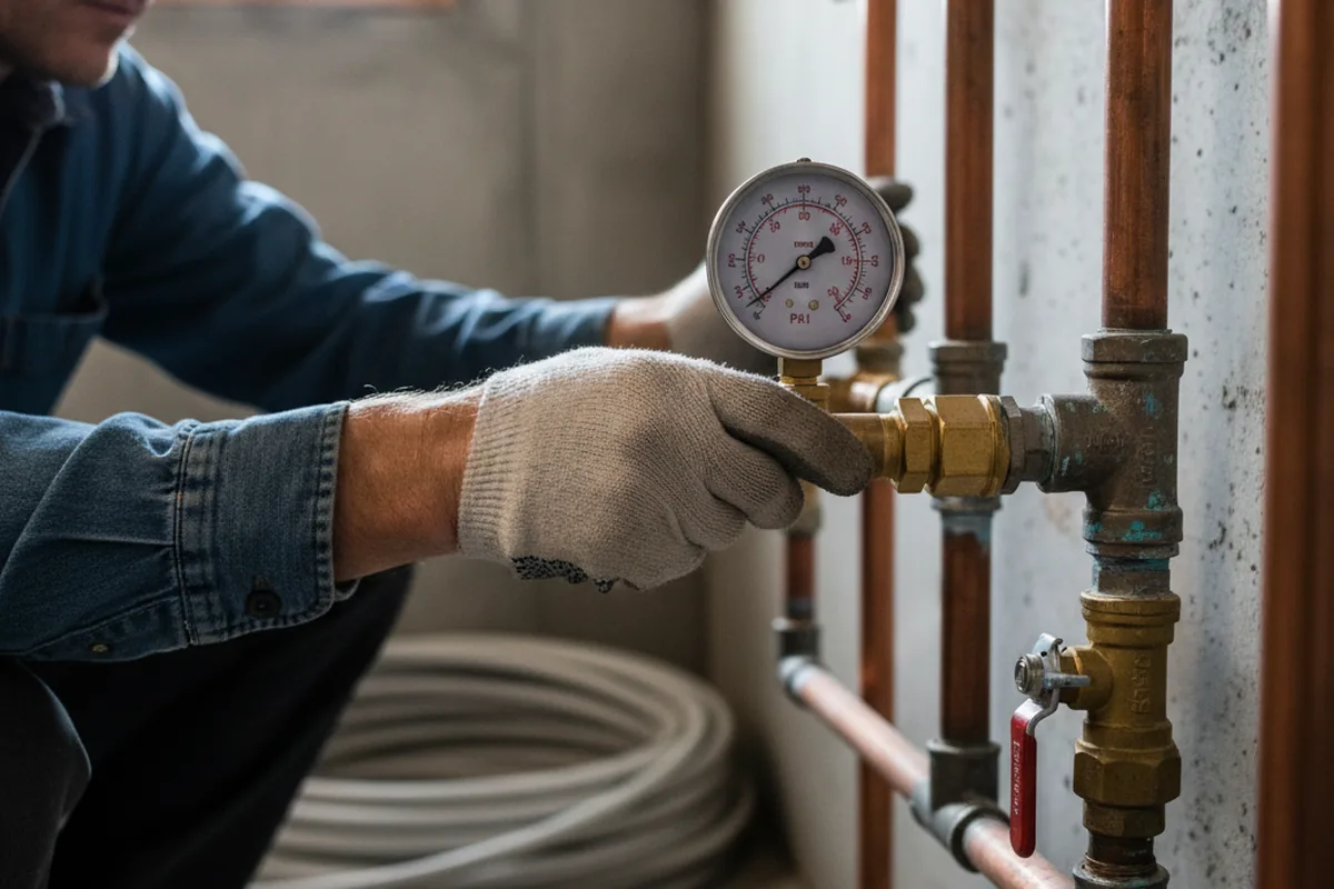Pressure testing a repaired line during Water Line Repair in Bangor